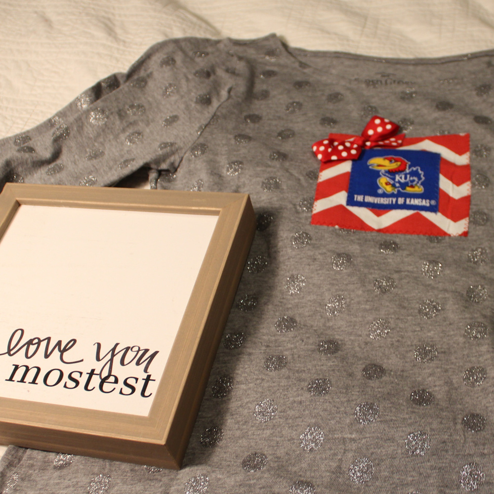 Faded Glory Silver Polka Dot Dress with KU PATCH